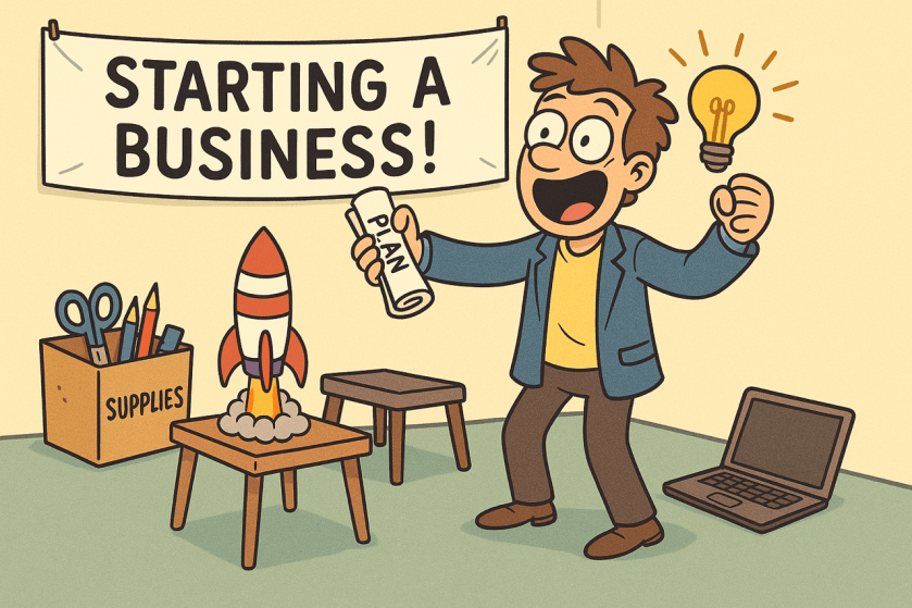 a person excited to start their business